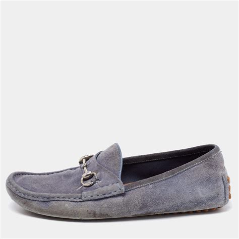 Men's driver with Horsebit in dark blue suede 